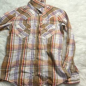 Girls true religion long sleeve button up. Size lg.